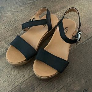 Black Ugg cork wedge sandal girls size 13